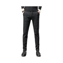 Calças Casuais Slim Fit Em Xadrez Cinza Azul E Preto Para Homens, Estilo Coreano, Elásticas E