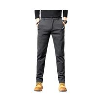 Calças Casuais Slim Fit Para Homens, Calças De Algodão Twill Elásticas Para Primavera, Cores Café,