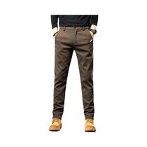 Calças Casuais Slim Fit Para Homens, Calças De Algodão Twill Elásticas Para Primavera, Cores Café, Calças Casuais Slim Fit Para Homens, Calças De Algodão Twill Elásticas Para Primavera, Cores Café,