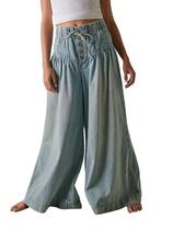 Calças CHARTOU, largas e largas, jeans, cordão, flare