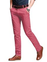 Calças combinam com corte fino e frontal plana, rosa casual 32 Calças combinam com corte fino e frontal plana, rosa casual 32