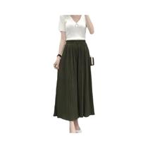 Calças Cropped Largas Com Cintura Elástica Plissada Para Mulheres plus Size, Moda Coreana De Verão