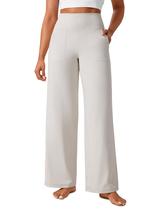 Calças CRZ YOGA Butterlift, cintura alta, perna larga, branca, feminina