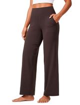 Calças CRZ YOGA Butterlift de cintura alta, perna larga, marrom L