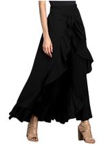 Calças Culottes, saia utcoco, chiffon, elástico, cintura alta, feminina
