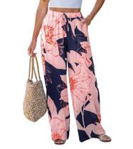 Calças CUPSHE Bohemian Beach, cintura alta, solta, rosa, rayon