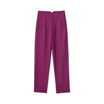 Calças de Alfaiataria Femininas de Cintura Alta - Preto, Rosa e Branco