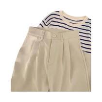 Calças de Alfaiataria Femininas Pretas - Cintura Alta, Estilo Coreano, Casual e Soltas Calças de Alfaiataria Femininas Pretas - Cintura Alta, Estilo Coreano, Casual e Soltas