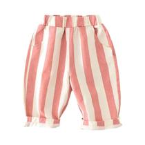 Calças De Bebê Listradas Em Tons Pastéis 0-3 Anos, Caimento Solto, Cintura Elástica, Punho Com