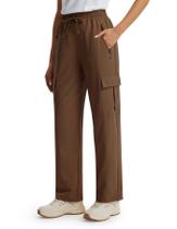 Calças de caminhada Cargo Libin Summer para mulheres em marrom escuro XXL