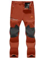 Calças de caminhada MAGCOMSEN impermeáveis para esqui, lã de neve, masculinas, laranja escura