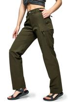 Calças de caminhada MIER femininas Quick Dry Cargo Army Green, tamanho 10