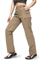 Calças de caminhada MIER femininas Quick Dry Cargo, leves, cáqui