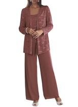 Calças de chiffon Senunlia BE01 Desert Rose, lantejoulas, tamanho 14 Calças de chiffon Senunlia BE01 Desert Rose, lantejoulas, tamanho 14