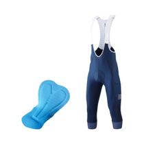 Calças De Ciclismo Masculinas De Secagem Rápida 3/4 Com Almofada De Gel 5D, Leggings MTB Em Azul