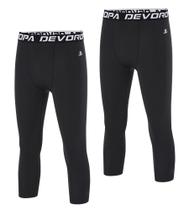 Calças de compressão DEVOROPA Youth Boys 3/4 de comprimento, pacote com 2 unidades pretas M