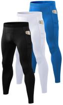 Calças de compressão Queerier Athletic Leggings masculinas, pacote com 3