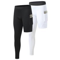 Calças de compressão Towintec masculinas de basquete de uma perna pretas e brancas Calças de compressão Towintec masculinas de basquete de uma perna pretas e brancas