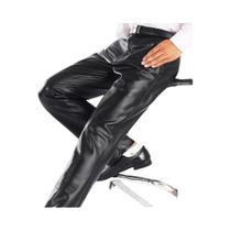 Calças de couro masculinas ajuste reto elástico calças de couro pu calças de motocicleta finas