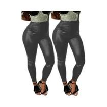 Calças De Couro Pretas De Cintura Alta plus Size Para Mulheres, Leggings De PU, Calças Justas E Calças De Couro Pretas De Cintura Alta plus Size Para Mulheres, Leggings De PU, Calças Justas E