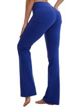 Calças de ioga BUBBLELIME Bootcut Tummy Control Navy para mulheres Calças de ioga BUBBLELIME Bootcut Tummy Control Navy para mulheres
