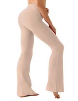 Calças de ioga BUBBLELIME de cintura alta com corte de náilon cáqui para mulheres