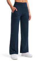 Calças de ioga Libin Wide Leg, 29 cm de altura, cintura para mulheres, Dark Navy M