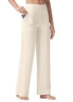 Calças de ioga Willit Wide Leg Dress Work with bolsos Women Cream M
