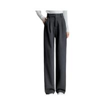Calças De Lã De Cintura Alta E Perna Larga Para Mulheres, Outono Inverno, Casuais, Soltas,