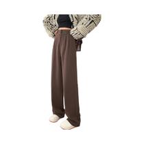 Calças De Lã De Cintura Alta E Perna Larga Para Mulheres, Outono Inverno, Estilo Coreano, Soltas E Calças De Lã De Cintura Alta E Perna Larga Para Mulheres, Outono Inverno, Estilo Coreano, Soltas E