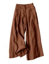 Calças de linho SCUSTY Culottes Capris Wide Leg Palazzo para mulheres