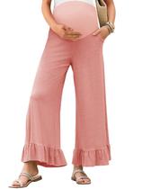Calças de maternidade Yousify Soft Ruffle Flowy Lounge Pink