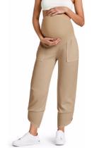 Calças de maternidade Yousify Wide Leg Ribbed Palazzo Khaki Calças de maternidade Yousify Wide Leg Ribbed Palazzo Khaki