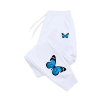 Calças De Moletom Femininas Com Estampa De Borboleta, Casuais E Modernas, Calças De Jogging Com