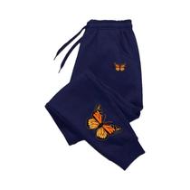 Calças De Moletom Femininas Com Estampa De Borboleta, Casuais E Modernas, Calças De Jogging Com