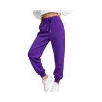 Calças De Moletom Femininas Multicoloridas Com Cordão, Casuais, De Cor Sólida, Longas Para O Outono