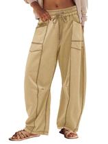 Calças de moletom femininas Panadila com cordão e pernas largas