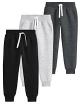 Calças de moletom Flygo, pacote com 3, meninos, meninas, corredores, crianças de 10 a 12 anos