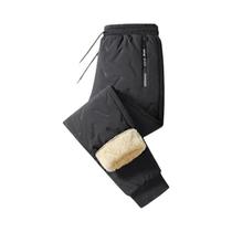 Calças De Moletom Masculinas De Inverno Com Forro Térmico Impermeável Pretas Casuais