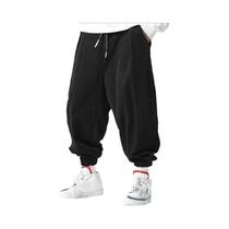 Calças De Moletom Masculinas Largas Com Cordão Em Veludo Cotelê Para Primavera E Outono, Cor Sólida,