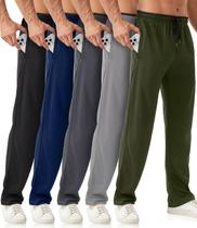 Calças de moletom masculinas OZYJD, kit com 5, bolsos com zíper, tecido mesh