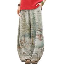 Calças de Natal LOAIHA para mulheres Boho Wide Leg Sweatpants Calças de Natal LOAIHA para mulheres Boho Wide Leg Sweatpants