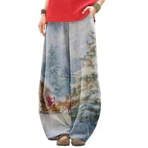 Calças de Natal LOAIHA para mulheres Boho Wide Leg Sweatpants Calças de Natal LOAIHA para mulheres Boho Wide Leg Sweatpants