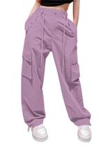 Calças de paraquedas Cromoncent Girls Y2K Cargo Purple 6-7Y