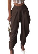 Calças de paraquedas pnahip Business Casual para mulheres marrons tamanho S Calças de paraquedas pnahip Business Casual para mulheres marrons tamanho S