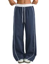 Calças de paraquedas ZAFUL Y2K Wide Leg Cargo Calça de moletom azul marinho