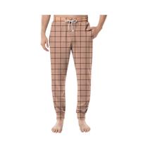 Calças De Pijama Casuais Masculinas Com Estampa Xadrez, Cordão, Bolsos E Punhos, Confortáveis Para