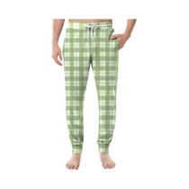 Calças De Pijama Casuais Masculinas Com Estampa Xadrez, Cordão, Bolsos E Punhos, Soltas E
