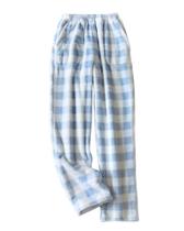 Calças de pijama codcm femininas xadrez fofas, de lã, azul de inverno