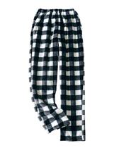 Calças de pijama codcm femininas xadrez fofas, de lã, pretas de inverno